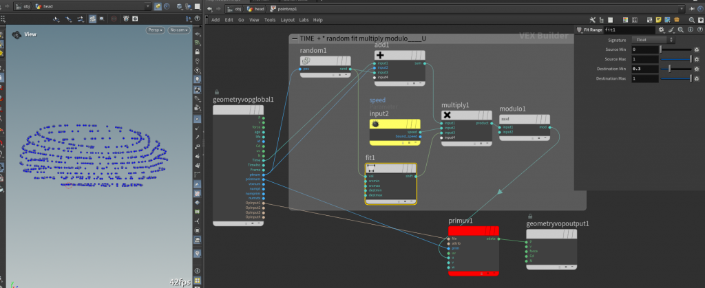 图片[11]-点沿着样条曲线运动 VOP:primuv+time on u-houdiniUE