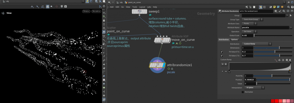 图片[6]-Scatter点沿着曲线运动 （sourceprim、sourceprimuv）+primuv( time on u)-houdiniUE