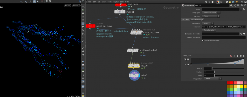图片[7]-Scatter点沿着曲线运动 （sourceprim、sourceprimuv）+primuv( time on u)-houdiniUE