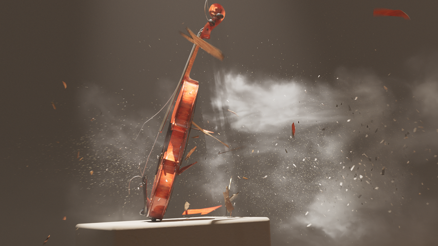 图片[1]-慢动作 小提琴破碎毁灭效果-houdiniUE