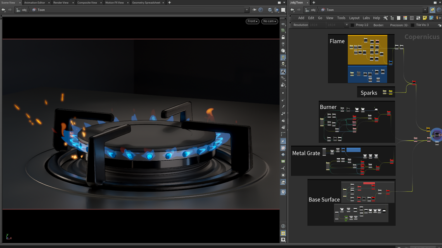 图片[3]-燃气炉火焰 PBR 和 NPR-houdiniUE
